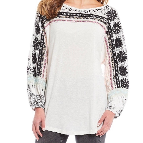 NWT FREE PEOPLE Tripoli Top Blouse Boho Hi Low - Picture 2 of 3